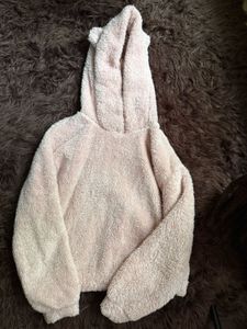 Cute Fuzzy Hoodie With Bear Hood