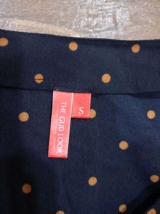 "The Gud Look"Navy Blue Polka Dot Fit&Flare Dress