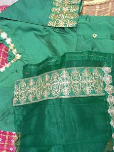 Emerald Green Silk Blend Kurti with Gold Zari Work