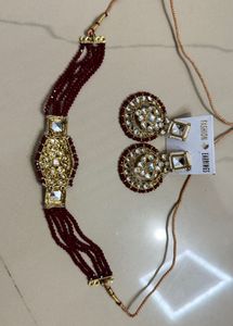 Maroon Kundan Jewelry Set✨