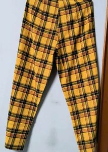 Yellow Plaid Zipper Pants