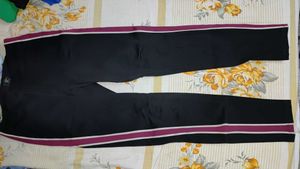 Black Track Pants with Striped Detail