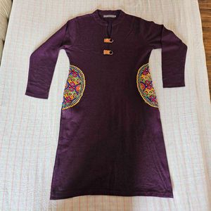 Embroidered Woolen Kurta