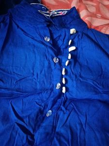 Blue Embroidery Rayon Kurti Set
