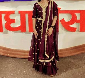 Mantra Embroidered Sequined Kurti Palazzo &amp; Dupatt