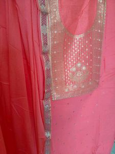 Coral Colour Dress Material