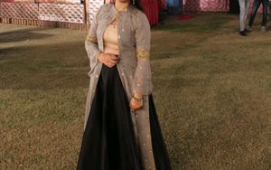 grey jacket with golden heavy embroidery