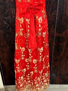 Retro Red Partywear Embellished Dress❣️