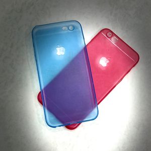 UltraSlim Case for iPhone 6/6S ) Fine Matte, Feather Light Cover - Light Red And Blue ( Pair Of 2)