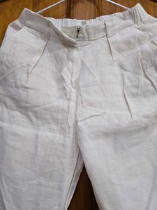 Pure Linen Off White Trousers