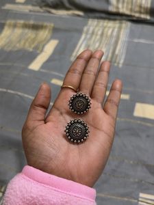 Studded Silver Tone Earrings