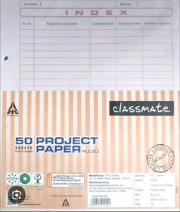 50 Sheets (Inclusive Of Index Sheet) Project Paper