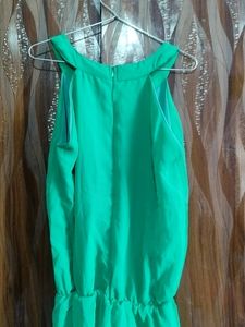 Green Jumpsuit + Pink Korean Dress
