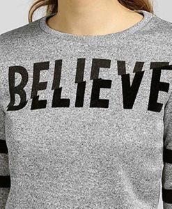 Casual Full Sleeve Printed Women Grey Top