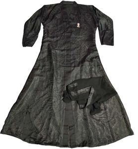 Elegant Coat Style Front Open Dubai Black Abaya