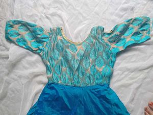 Stunning Blue &amp; Gold Cold Shoulder Dress