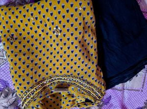 Yellow &amp; Blck Printed Kurta Set