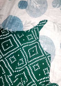 Green Bandhani Print Top