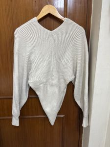Ribbed Wrap Top Sweater