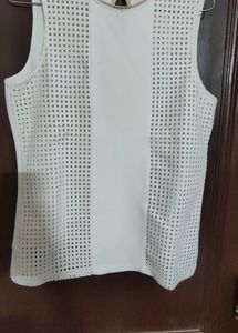 Women White Net Top
