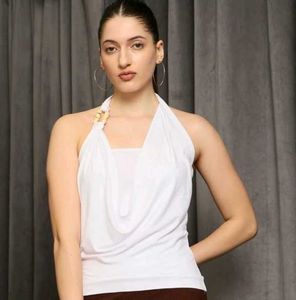 Elegant White Halter Top