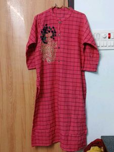 Red Checked Kurta