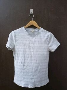 Ribbed Cotton Blue Top