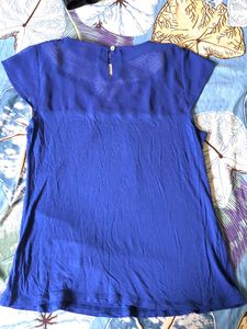 Blue Top with Lace Collar