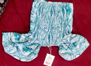 Green And White Crop Top