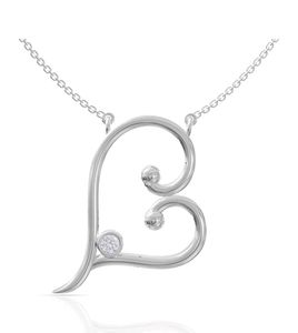 Real 925 Silver Gleaming Heart Necklace
