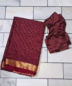 Elegant Maroon Saree ✨️❤️