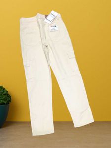 I@56 Size-30 White Cargo Jeans