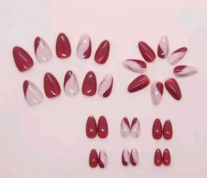 Burgundy Swirl Press-On Nails