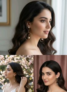 Contemporary Hoop Earrings with Pearl Accent