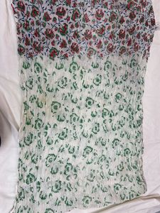 Floral red and green dupatta