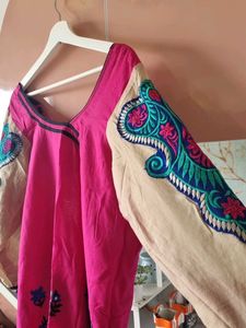 Embroidery Beautiful Cotton Straight Kurti 😍