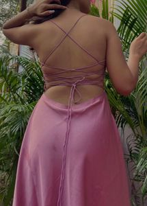 Pink Satin Maxi Dress
