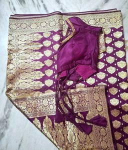 Purple Banarasi Saree with Blouse