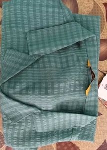 Green Puff Sleeves Boxy Shirt