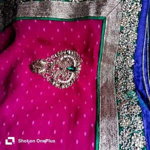 Brand new designer pink embroidered saree