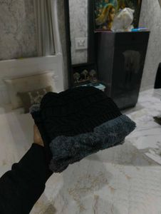Black Knit Beanie and Scarf Set