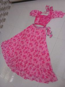 Floral Pink Ethnic Lehnga Blouse