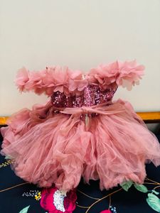 Pink Flower party wear frock