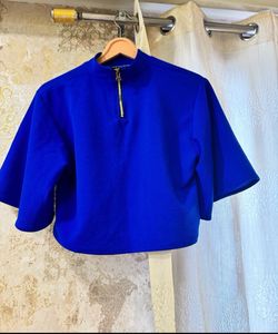 Elegant Blue Crop Top, Bust-32/30