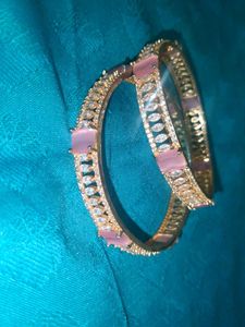 White And Baby Pink Stone Bangles