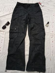 Low Waist Black Trendy Baggy Cargos