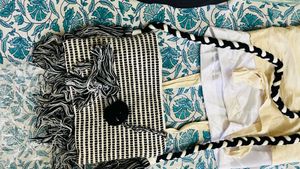 Black And White Handknitted Bag