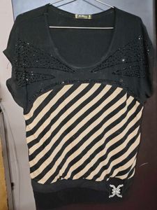 Striped Embellished Top
