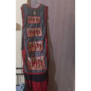 Grey Red Ethinic Gown