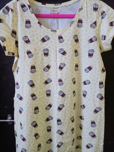 Cute Cofee Cup Design Short Nightdress